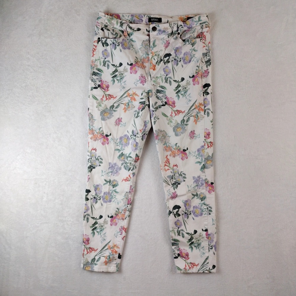 Buffalo David Bitton Havana Floral High Rise Ankle Pants White Multi 14/34